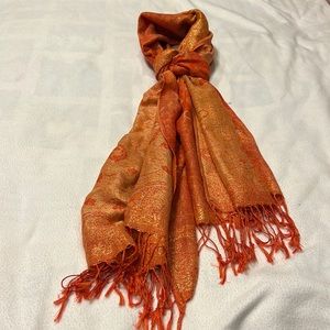 NWOT. Absolutely gorgeous and elegant orange and gold pashmina.